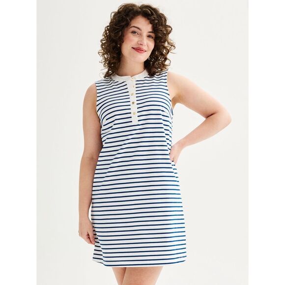 Draper James RSVP Virginia Sleeveless Striped Shift Dress Blue White Size XXL - Picture 1 of 11